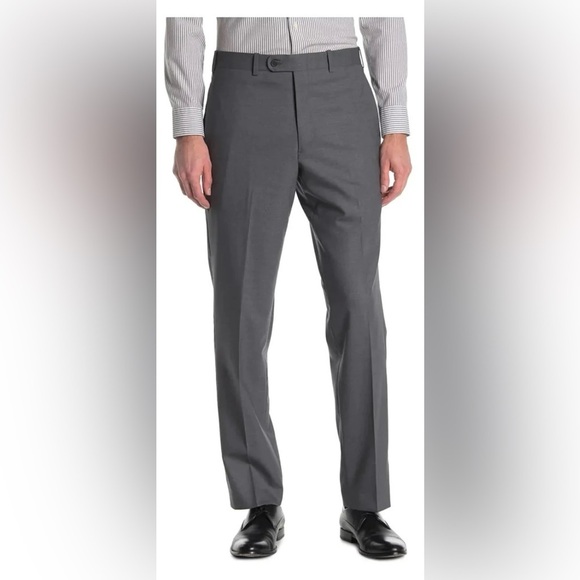 NWT - JB Britches Wool Blend Dress Pants Mens Grey Straight Slacks - Picture 4 of 16